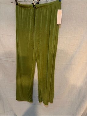 Gibson Olive Green Wide Leg Velvet Pants